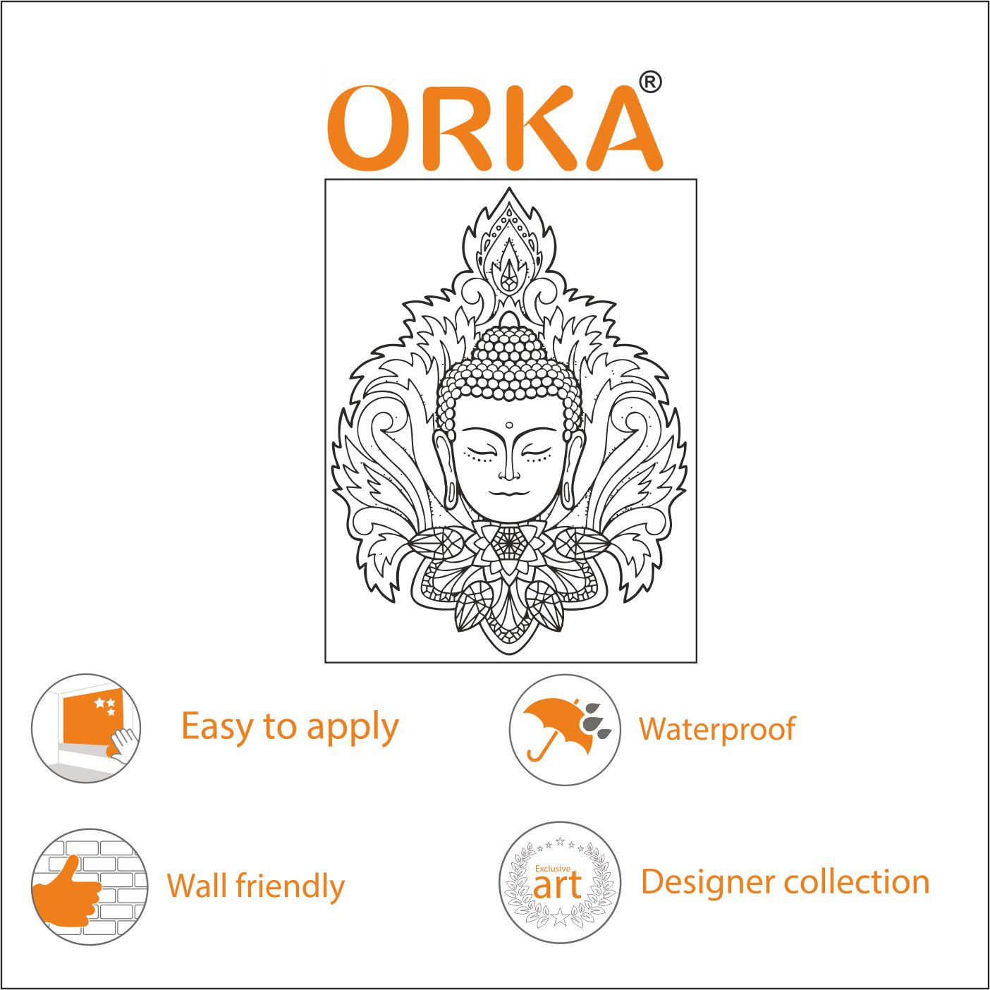 Orka Buddha Wall Decal Sticker 4  