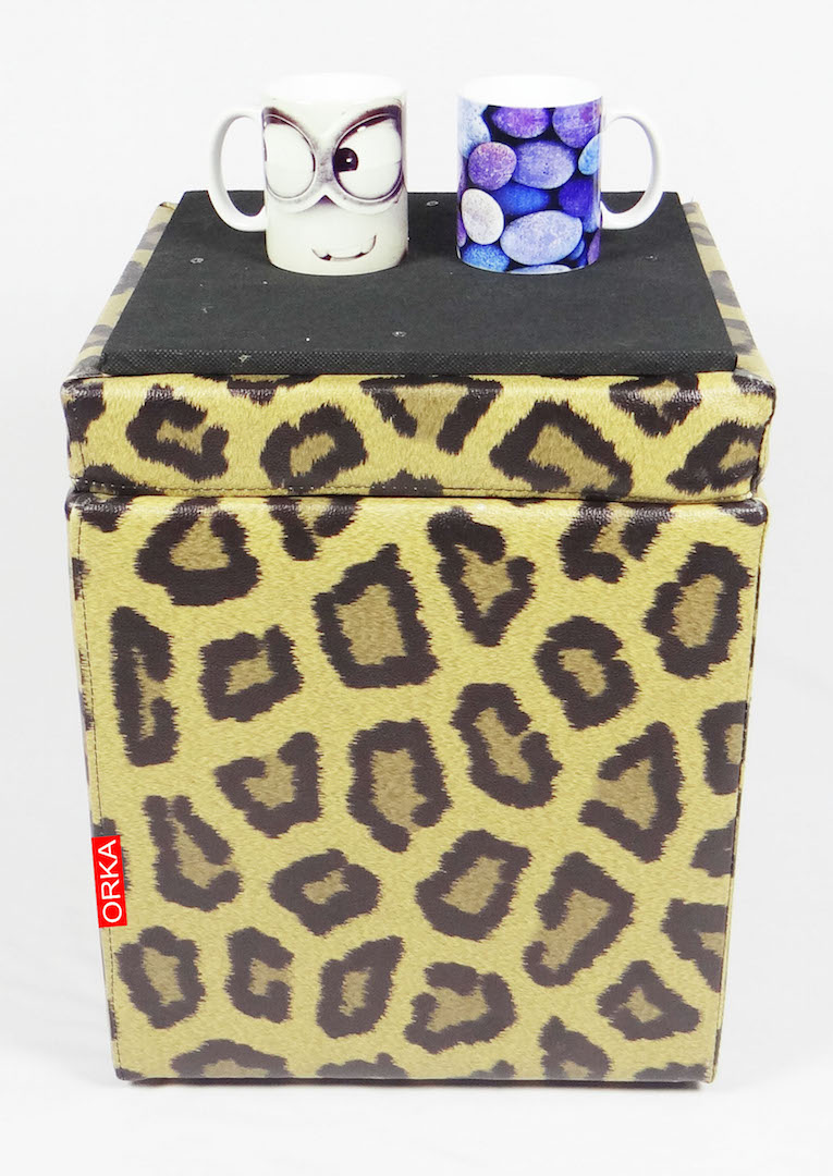Orka Ottoman Printed With Storage Leopard  