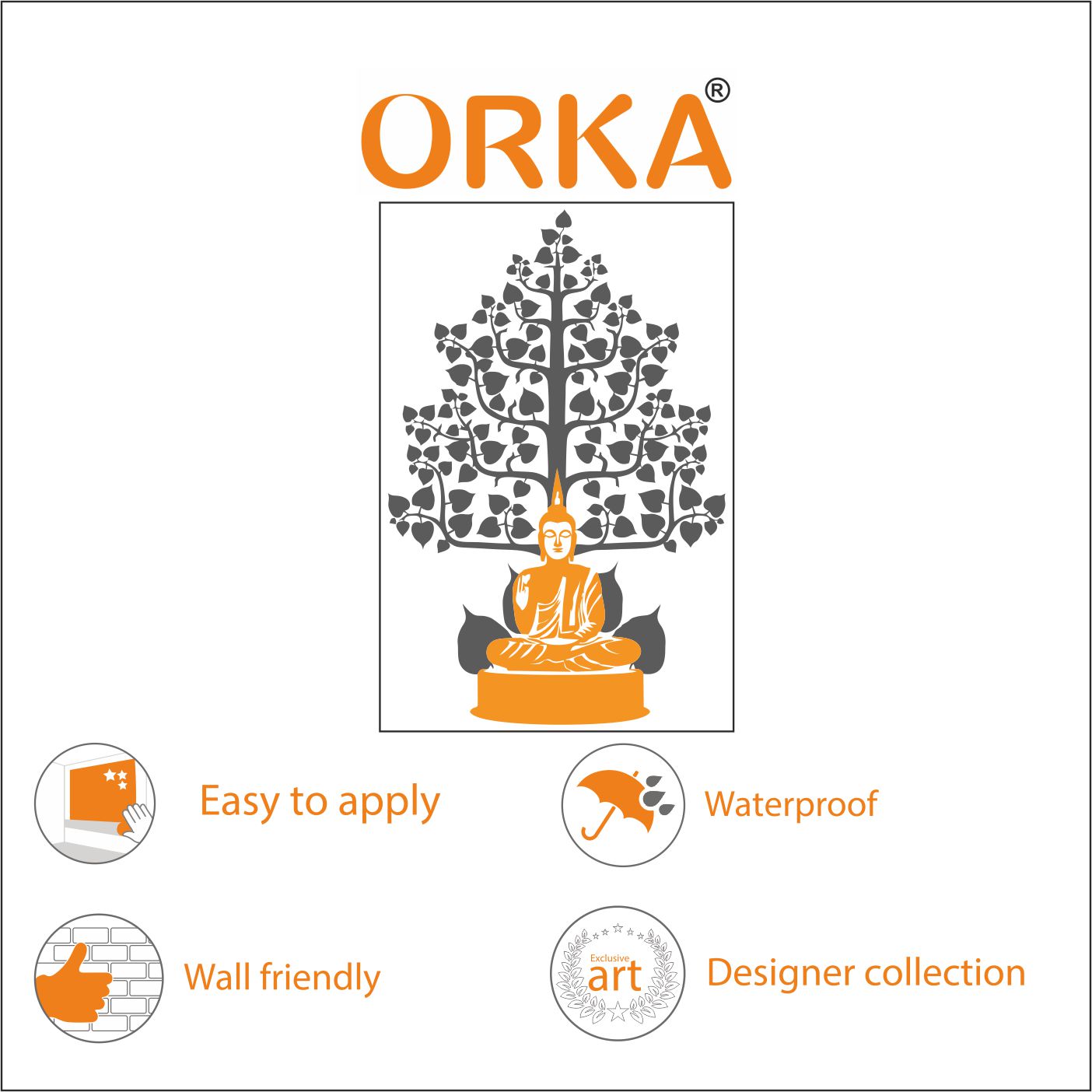 Orka Buddha Wall Decal Sticker 8   XXL 