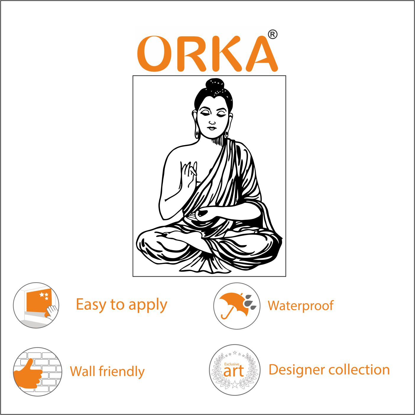 Orka Buddha Wall Decal Sticker