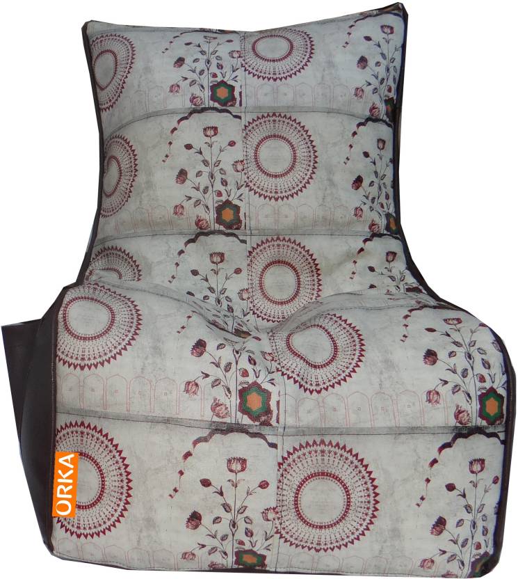 ORKA Premium Digital Printed  Floral Chair XXL With Beans
