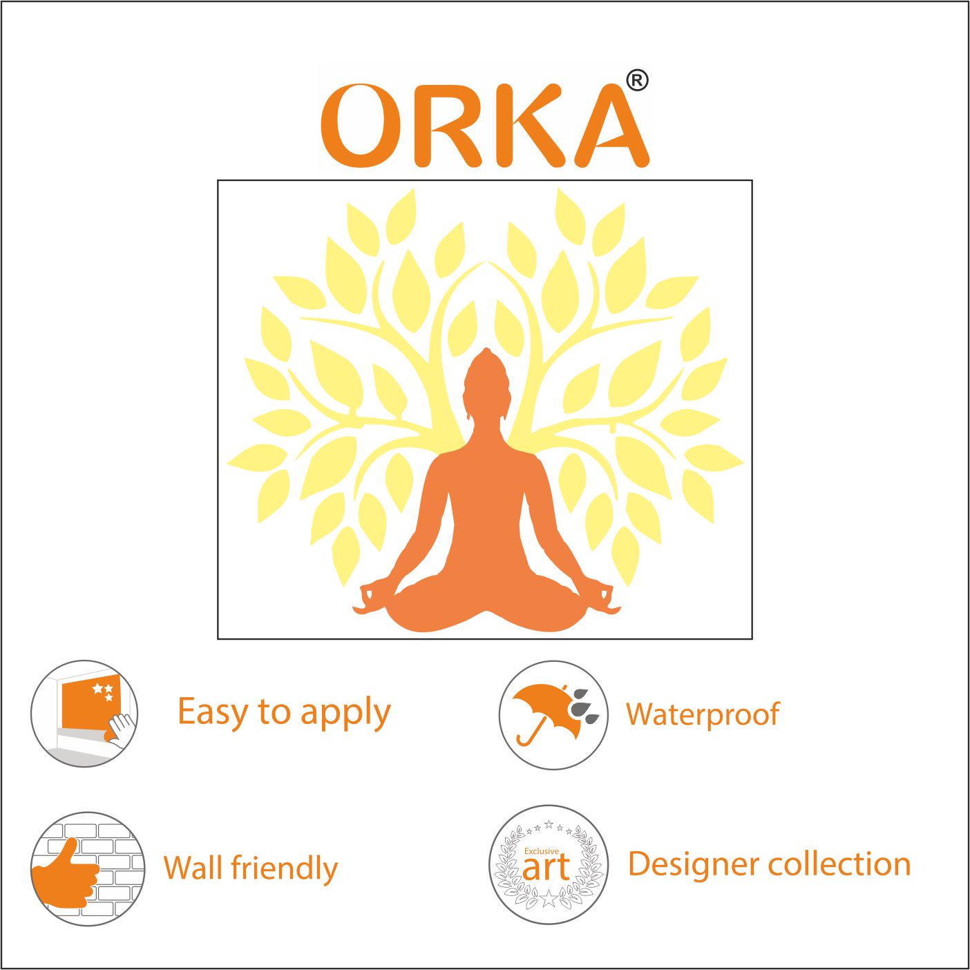 Orka Buddha Wall Decal Sticker 11  