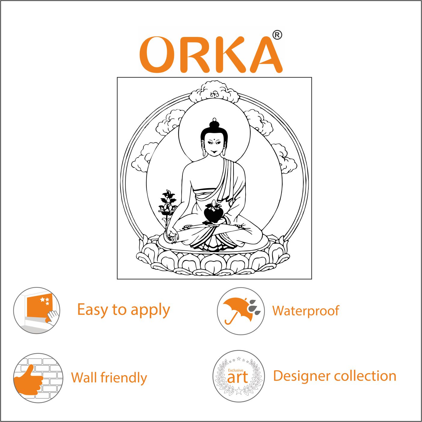 Orka Buddha Wall Decal Sticker 2   XL 